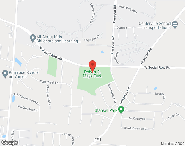 Map showing location at 10553 Paragon Rd., Centerville, OH