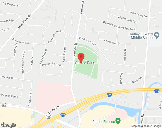 Map showing location at 7500 Yankee St, Centerville, OH