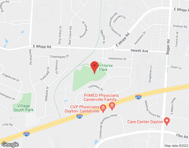 Map showing location at 6161 Millshire Dr., Centerville, OH