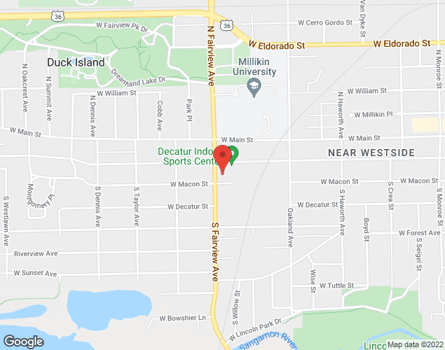 Map showing location at 1295 W. Wood Street, Decatur, IL