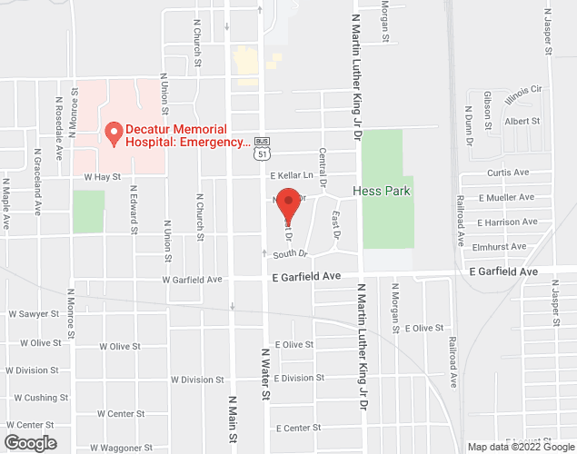 Map showing location at 520 W Grove, Decatur, IL