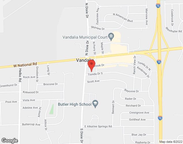 Map showing location at 21 Tionda Dr South, Vandalia, OH