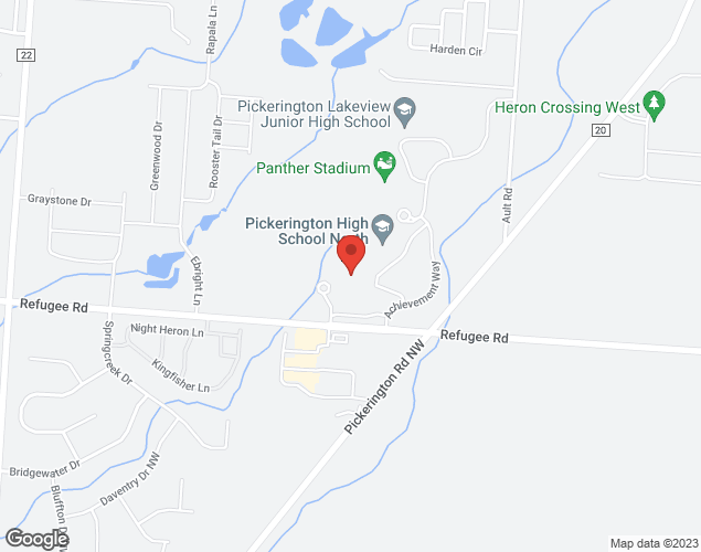 Map showing location at 7800 Refugee Rd, Pickerington, OH
