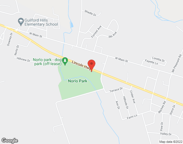 Map showing location at 3050 Lincoln Way E, Fayetteville, PA