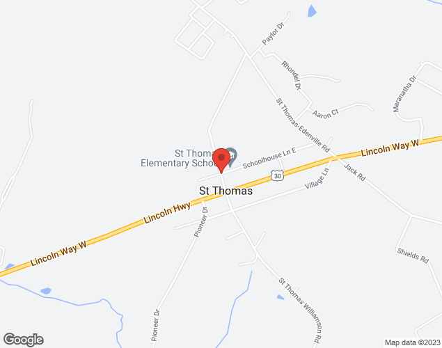 Map showing location at 117 School House Lane, St Thomas, PA