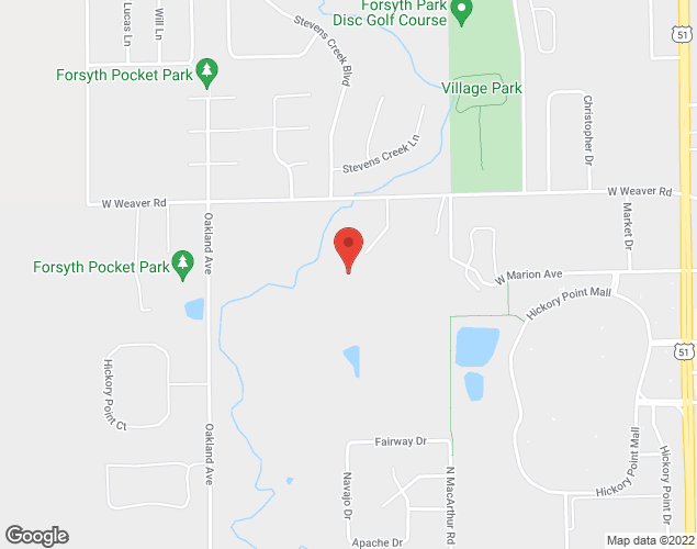 Map showing location at 727 W Weaver Rd, Forsyth, IL