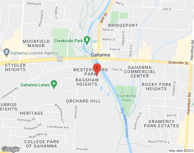 Map showing location at 75 W Johnstown Rd,, Gahanna, OH