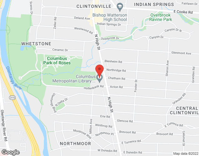 Map showing location at 3923 N. High St, Columbus, OH