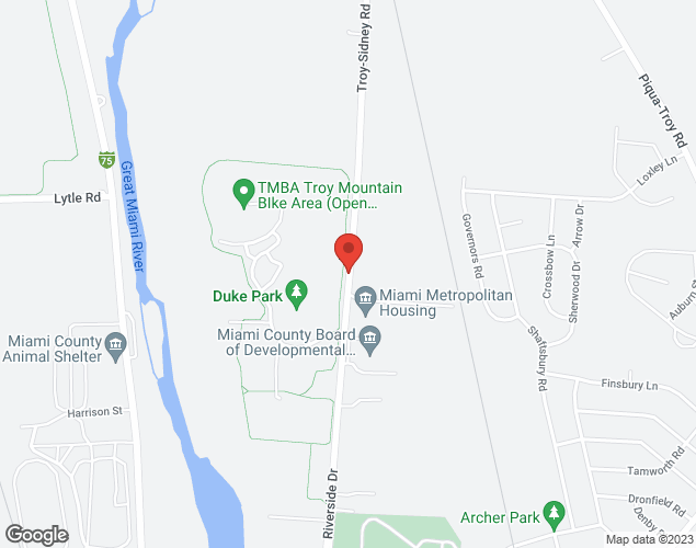 Map showing location at 1670 Troy-Sidney Rd, Troy, OH