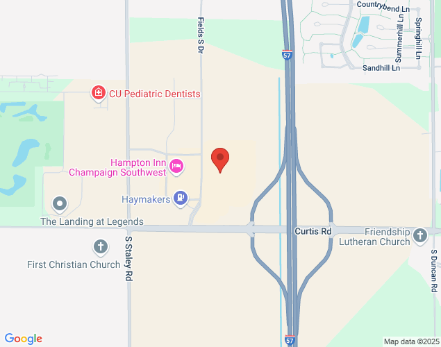 Map showing location at YMC/Carle at the Fields, Champaign, IL