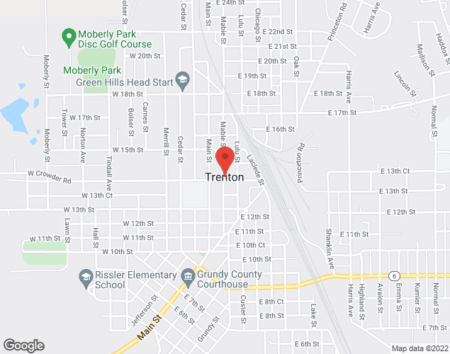 Map showing location at 76 NW Hwy 128, Trenton, MO