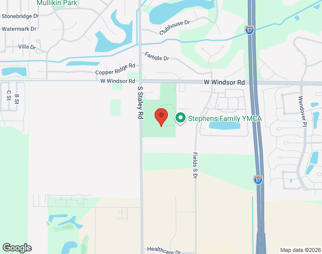 Map showing location at Zahnd Park, Champaign, IL