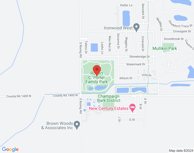 Map showing location at Robert C. Porter Family Park, Champaign, IL