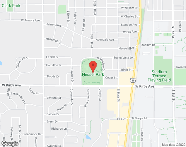 Map showing location at 1400 Grandview Drive, Champaign, IL