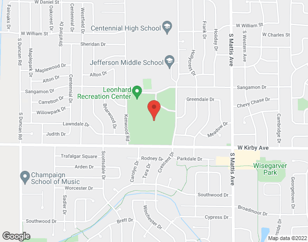 Map showing location at 2202 W. Kirby Ave., Champaign, IL