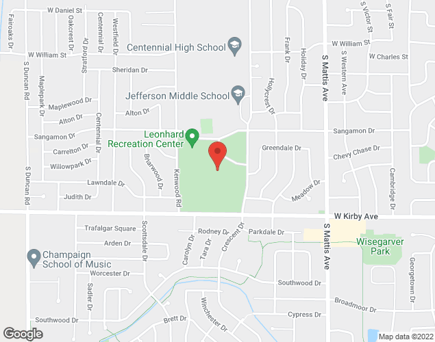 Map showing location at 2205 W. Sangamon Drive, Champaign, IL