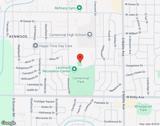 Map showing location at 2214 Sangamon Drive, Champaign, IL