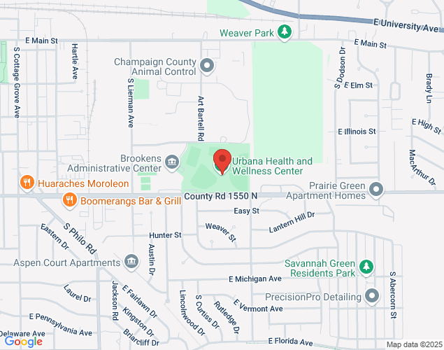 Map showing location at 2002 Washington Ave., Urbana, IL