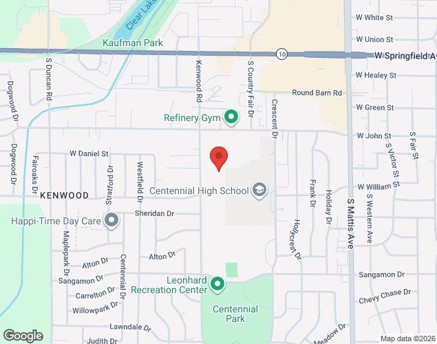 Map showing location at Dexter Field, Champaign, IL