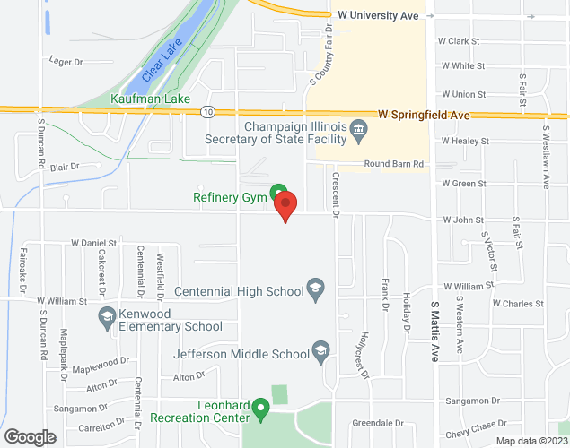 Map showing location at 2203 W. John St, Champaign, IL