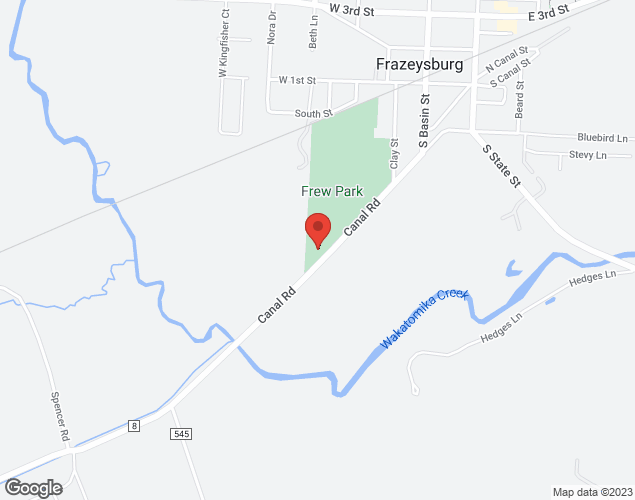 Map showing location at 9985 Canal Rd, Frazeysburg, OH