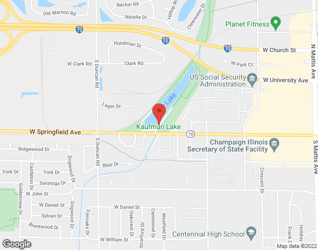 Map showing location at Kaufman Lake, Champaign, IL