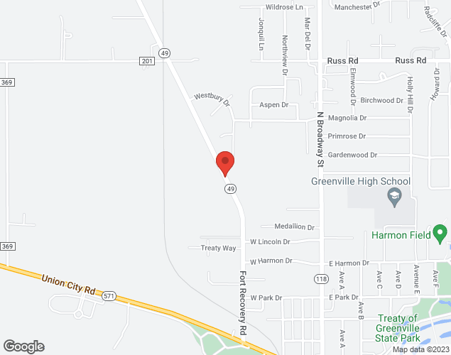 Map showing location at 6816 SR-49, Greenville, OH