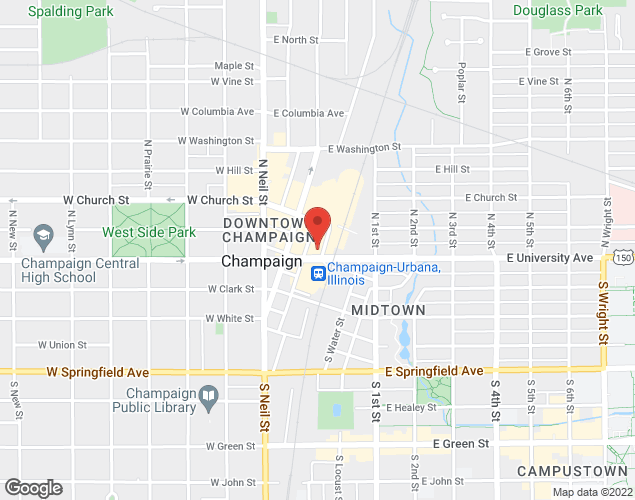 Map showing location at 512 Grove Street, Champaign, IL