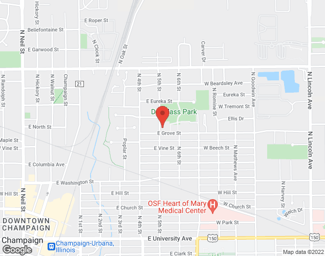 Map showing location at 804 N. Fifth St., Champaign, IL