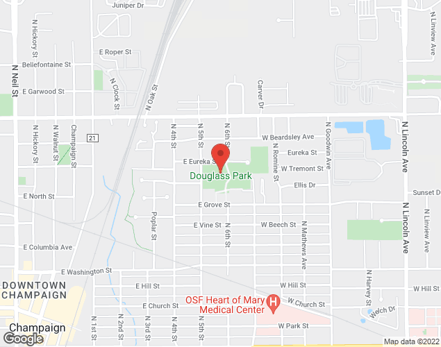 Map showing location at Douglass Park, Champaign, IL