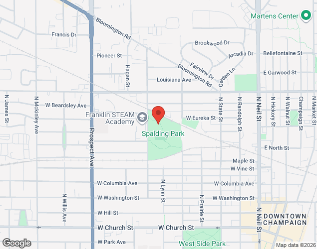 Map showing location at 900 N. Harris, Champaign, IL