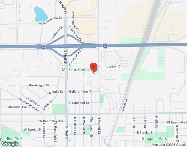 Map showing location at 1515 N Market St, Champaign, IL