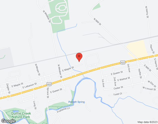 Map showing location at 1451 E. Maple St., Annville, PA