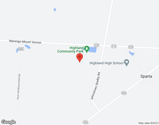 Map showing location at 6380 SR-229, Sparta, OH