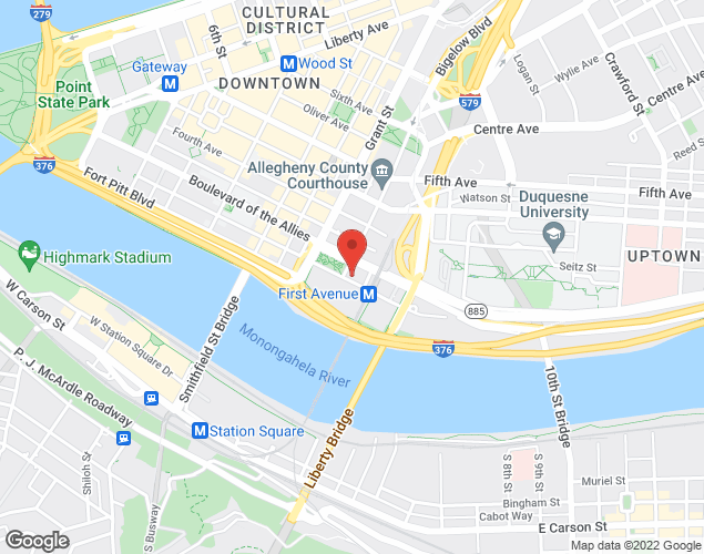 Map showing location at 100 Ross St, Pittsburgh, PA