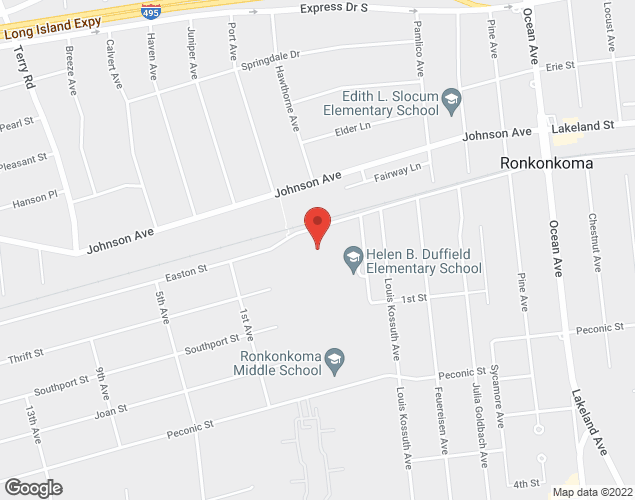Map showing location at 550 Easton Street, RONKONKOMA, NY
