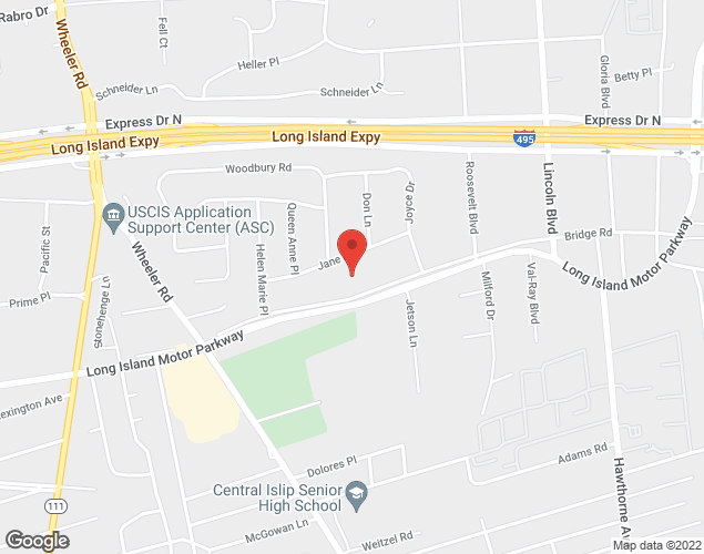 Map showing location at 323 Bridge Road, Hauppauge, NY
