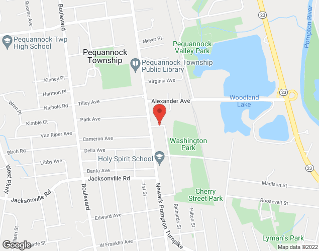 Map showing location at washington street, Pompton plains, NJ