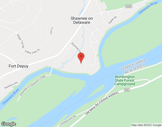 Map showing location at 100 Shawnee Inn Drive, Shawnee on the Delaware, PA