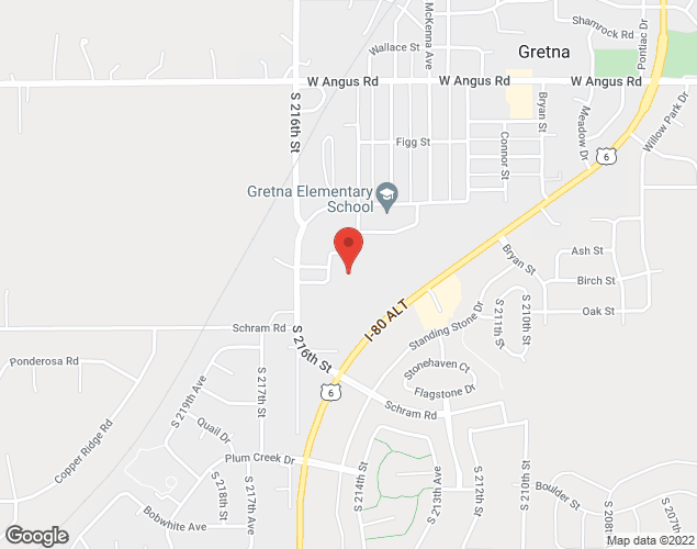Map showing location at 11705 S 216th St, Gretna, NE
