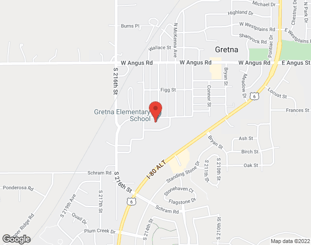Map showing location at 801 South St, Gretna, NE
