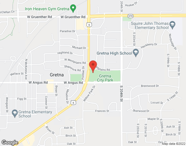 Map showing location at 398, 100 NE-31, Gretna, NE