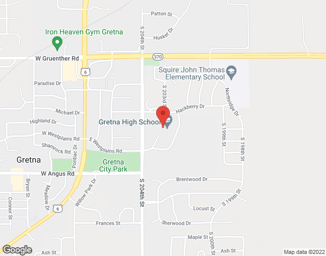 Map showing location at 11335 S 204th St, Gretna, NE