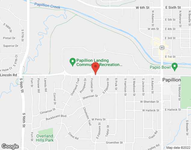 Map showing location at 868 W Lincoln St, Papillion, NE