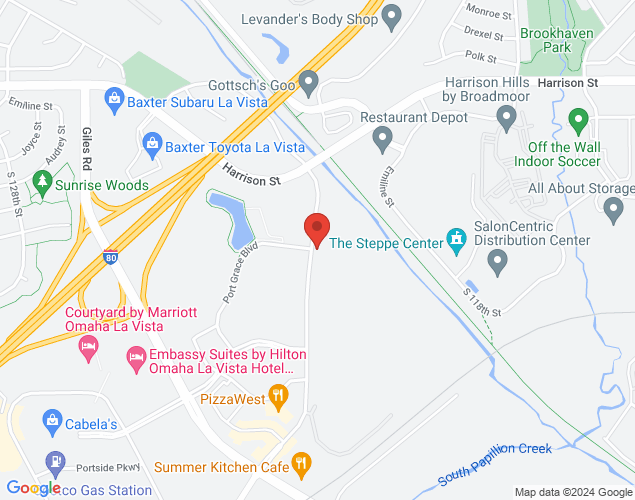 Map showing location at 6925 Eastport Pkwy, La Vista, NE