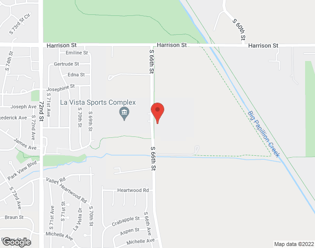 Map showing location at 7346 S 66th St, LaVista, NE