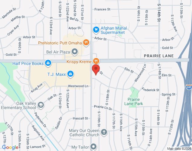 Map showing location at 2937 South 120th Street, Omaha, NE
