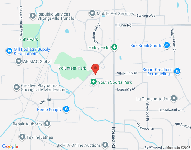 Map showing location at 21255 Lunn Road, Strongsville, OH