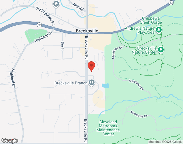 Map showing location at 9069 Brecksville Road, Brecksville, OH