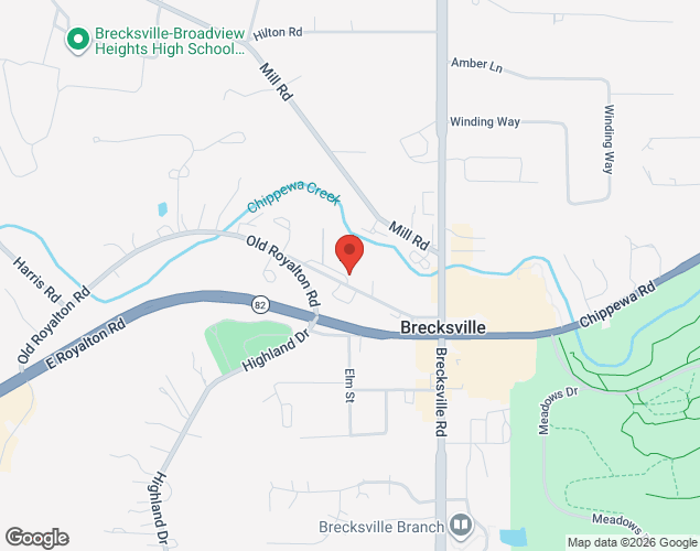 Map showing location at 6925 Stadium Drive, Brecksville, OH